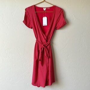 ROXY Red Polka Dot Wrap Dress NWT